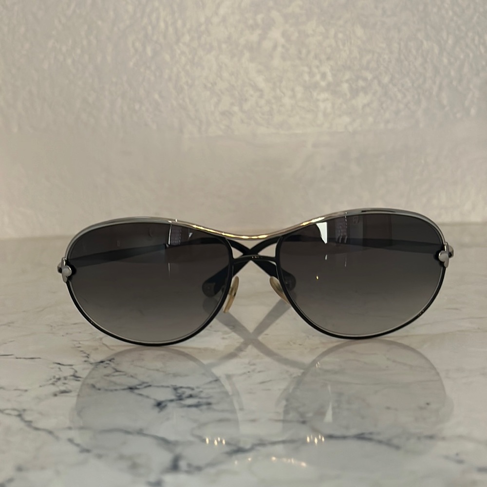 Louis Vuitton Sunglasses with Black Lenses and Silver Frame